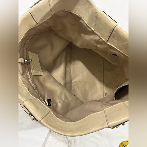 Coach North South Woven Leather Tote Bag Cream Shoulder Bag F10798 - Picture 10 of 15